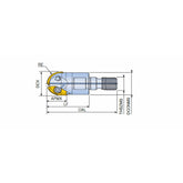 2F 16/20/25/30/32-M Ball nose end mills for rough or semi-finish profiling with T-FLEXTEC modular adaptation with one insert of both internal and external pockets in diameters of 16/20/25/30/32 mm - Big-tools Industrial Supply Tools for Metal Cutting